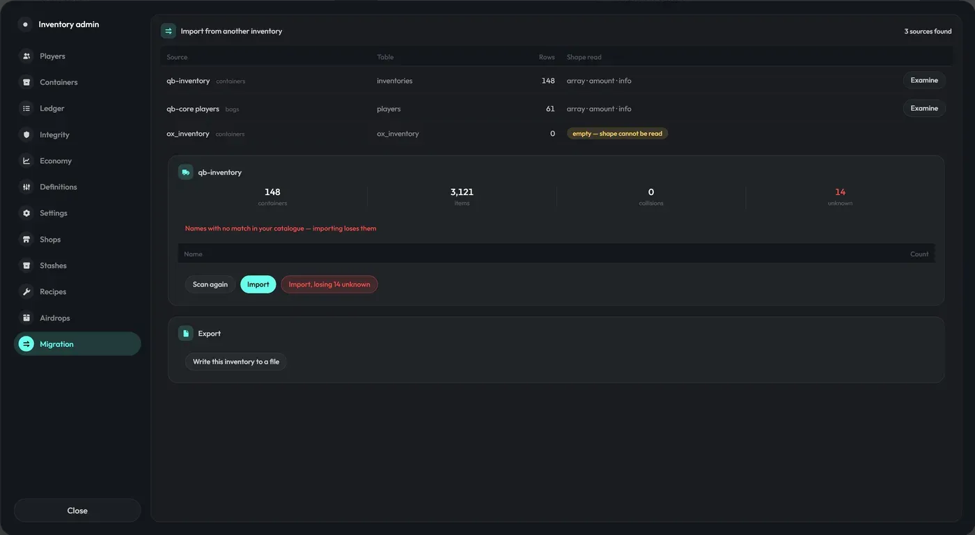 Can I switch from qb-inventory or ox_inventory without losing items?
