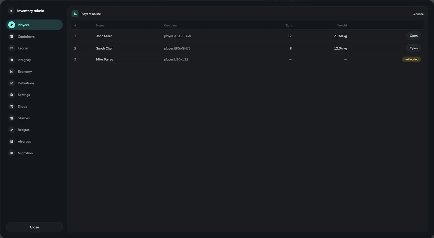 Full in-game admin panel