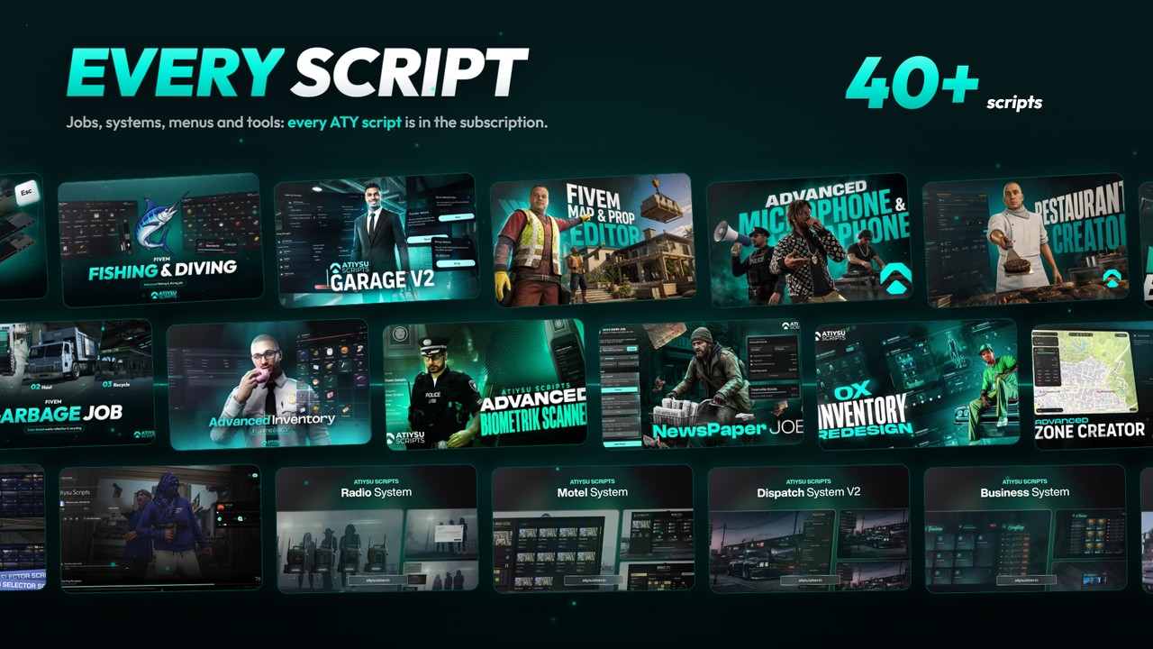 Every ATY script in one subscription — 44 FiveM scripts